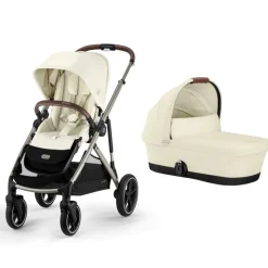 Poussette duo gazelle s seashell beige châssis taupe + nacelle