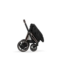 Poussette duo électrique e-priam 3 avec nacelle pliable châssis rosegold sepia black