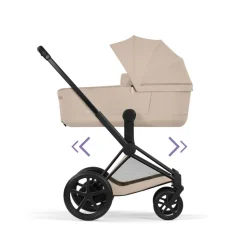 Poussette duo électrique e-priam 3 avec nacelle pliable châssis matt black cozy beige