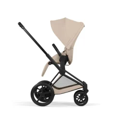 Poussette duo électrique e-priam 3 avec nacelle pliable châssis matt black cozy beige