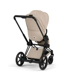 Poussette duo électrique e-priam 3 avec nacelle pliable châssis matt black cozy beige