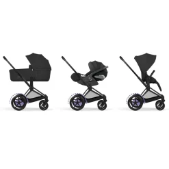 Poussette duo électrique e-priam 3 avec nacelle pliable châssis matt black sepia black