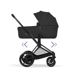 Poussette duo électrique e-priam 3 avec nacelle pliable châssis matt black sepia black