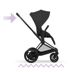 Poussette duo électrique e-priam 3 avec nacelle pliable châssis matt black sepia black