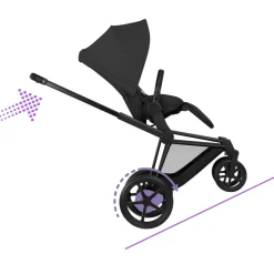 Poussette duo électrique e-priam 3 avec nacelle pliable châssis matt black sepia black