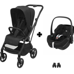 Poussette duo leona 2 + siège auto pebble 360 twillic black