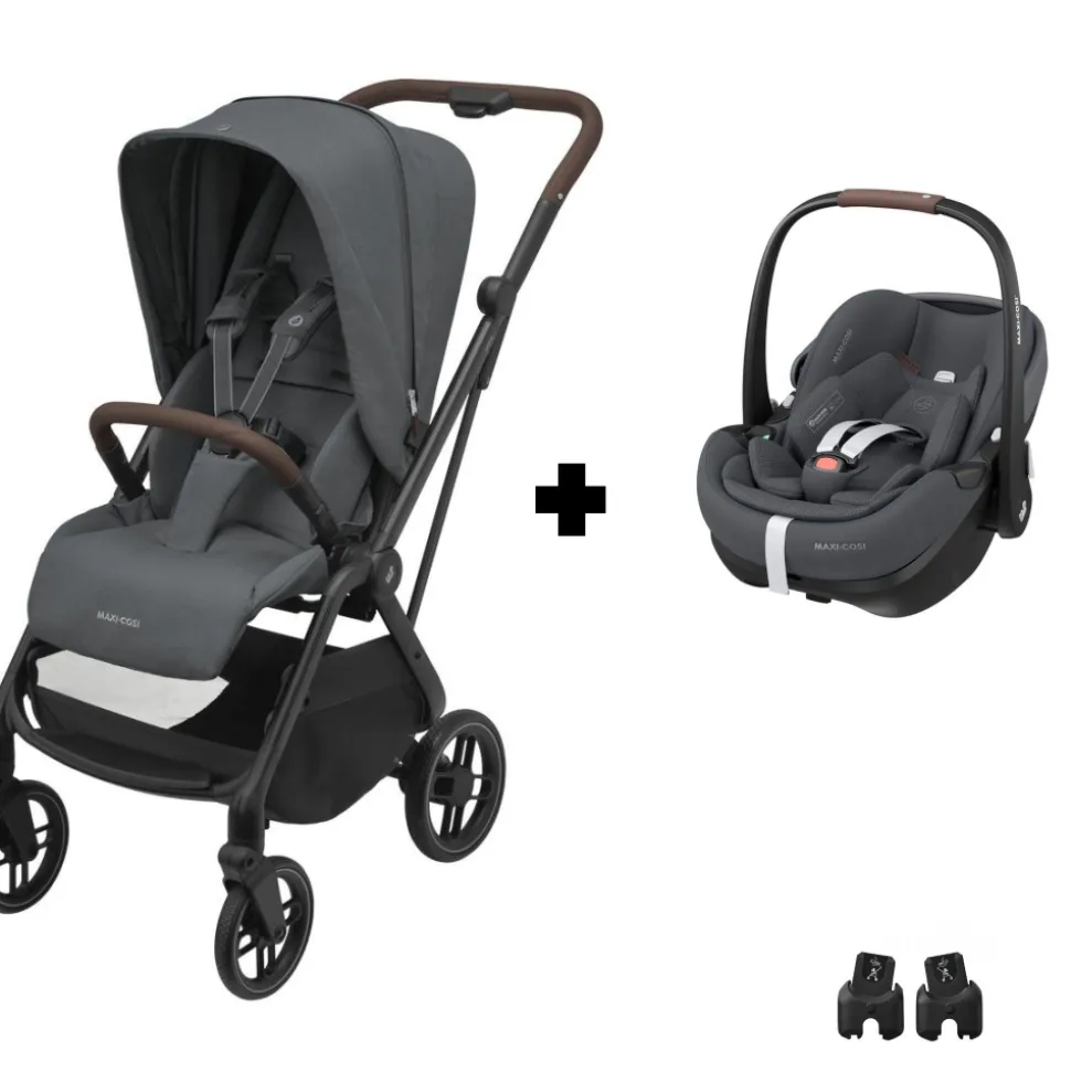 Poussette duo leona 2 + siège auto pebble 360 pro 2 twillic graphite
