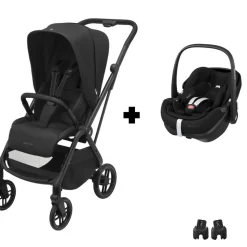 Poussette duo leona 2 + siège auto pebble 360 pro 2 twillic black