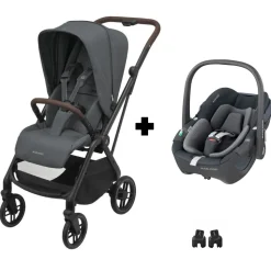 Poussette duo leona 2 + siège auto pebble 360 twillic graphite