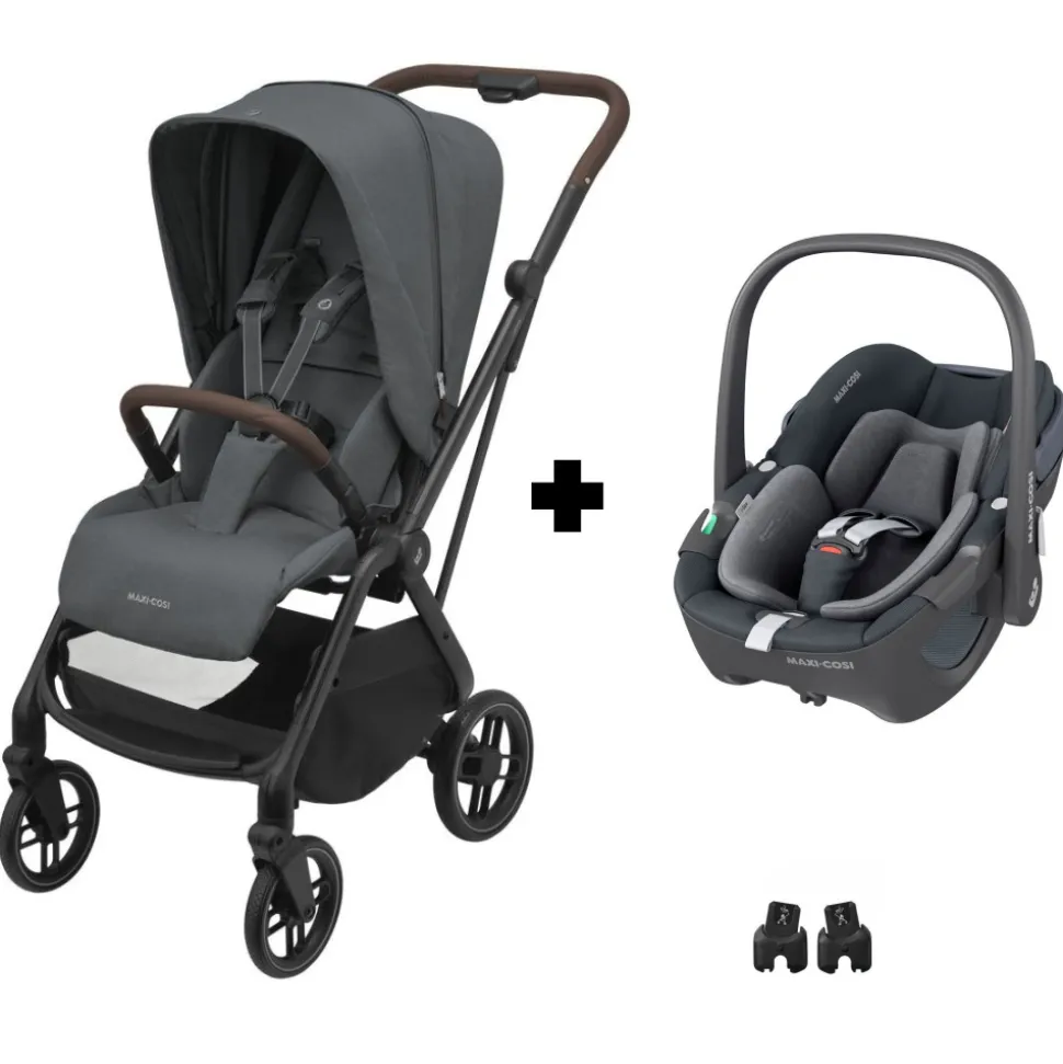 Poussette duo leona 2 + siège auto pebble 360 twillic graphite