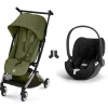 Poussette duo libelle 5 ultra compacte moss green avec siège auto cloud t i-size