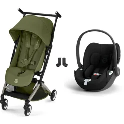 Poussette duo libelle 5 ultra compacte moss green avec siège auto cloud t i-size