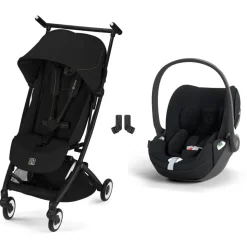 Poussette duo libelle 5 ultra compacte magic black avec siège auto cloud t i-size tissu plus