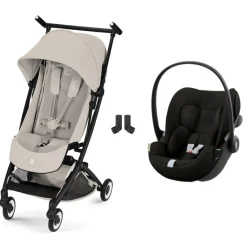 Poussette duo libelle 5 ultra compacte dune grey avec siège auto cloud g i-size