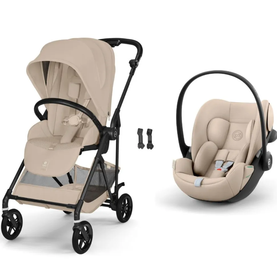 Poussette duo melio carbon 6 almond beige avec siège auto cloud g3 i-size