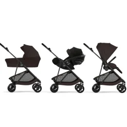 Poussette duo melio carbon 6 chocolate brown avec nacelle melio cot