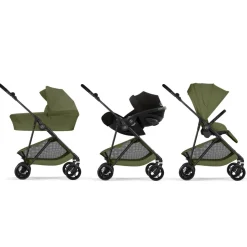 Poussette duo melio carbon 6 moss green avec nacelle melio cot