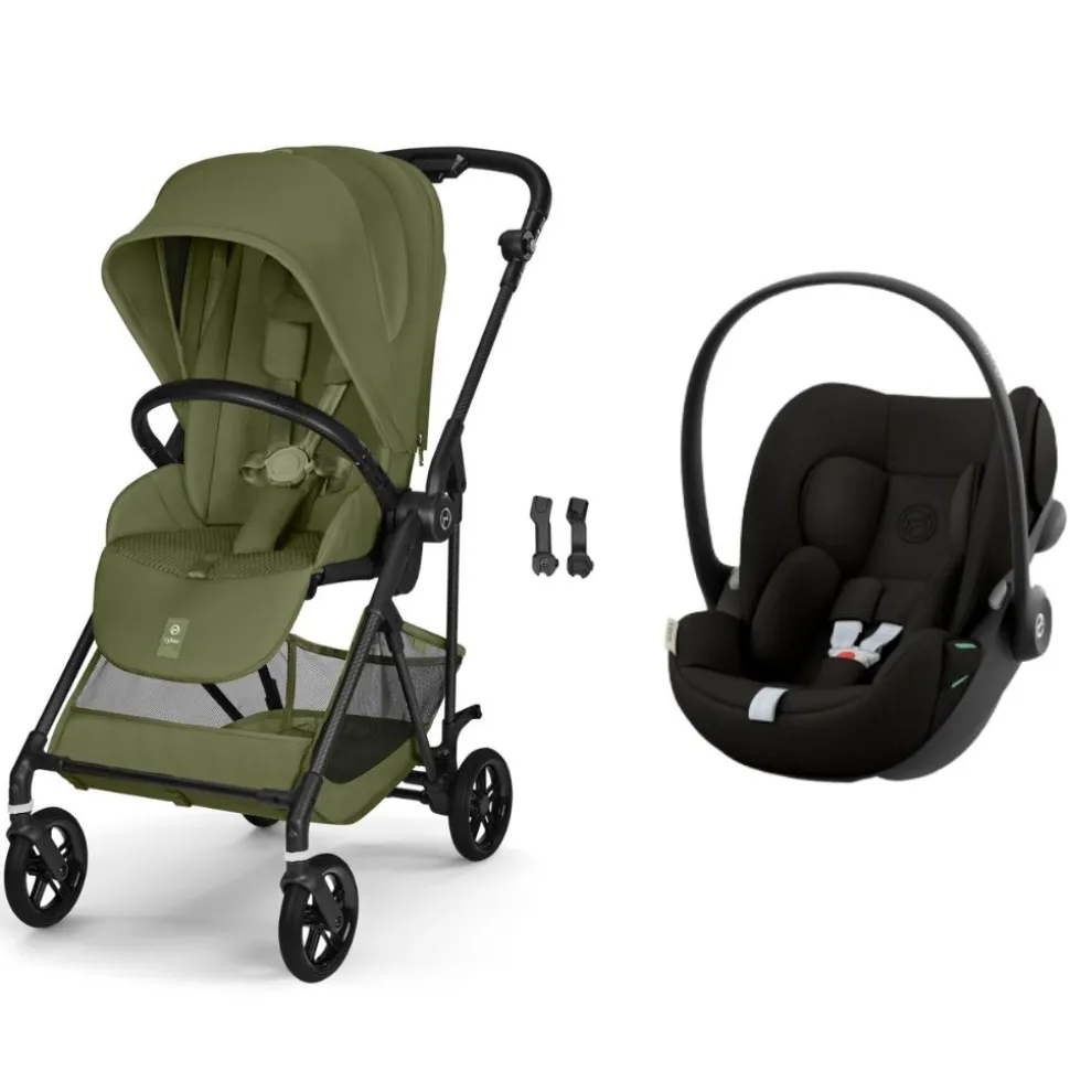 Poussette duo melio carbon 6 moss green avec siège auto cloud g i-size