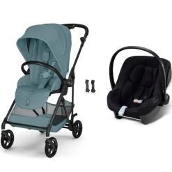 Poussette duo melio carbon 6 stormy blue avec siège auto aton b2 i-size