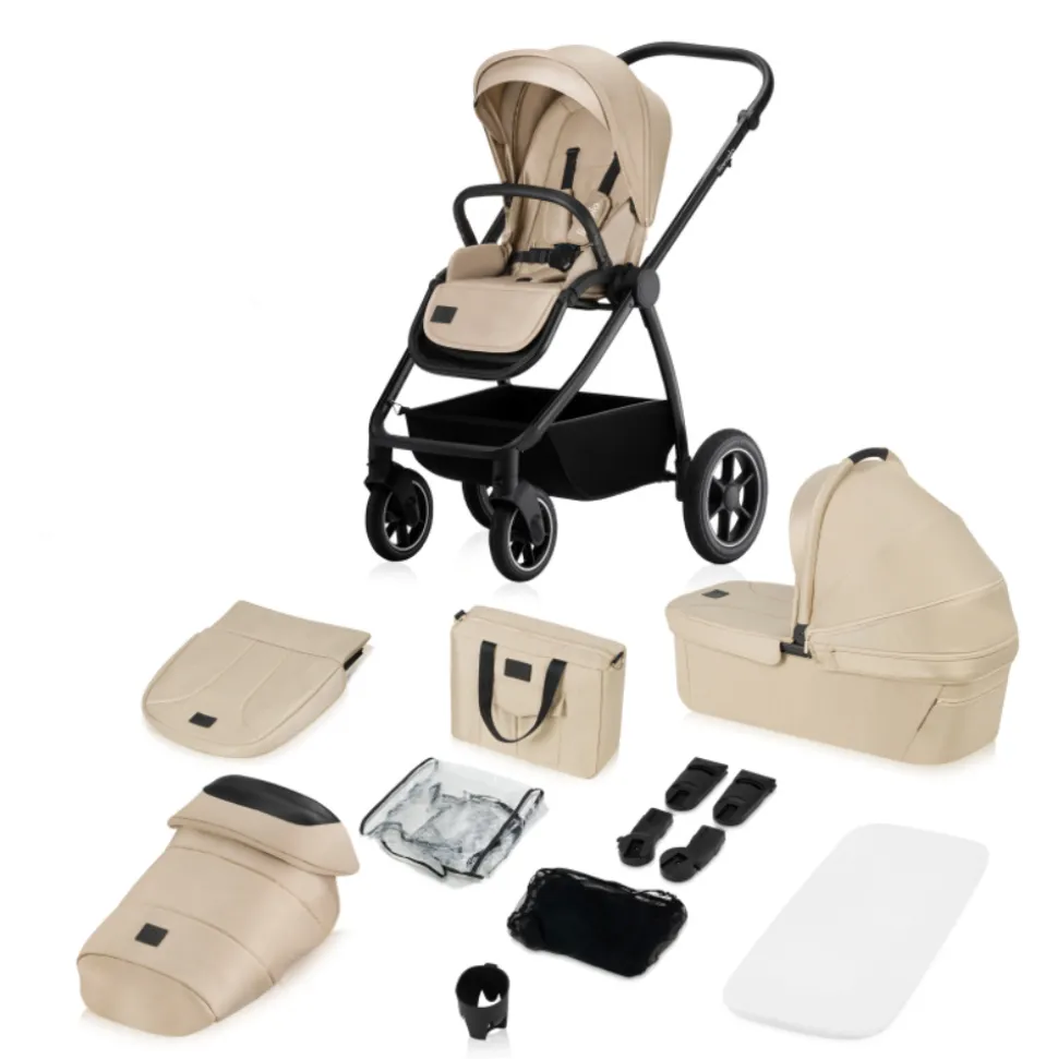 Poussette duo meril + nacelle beige sand