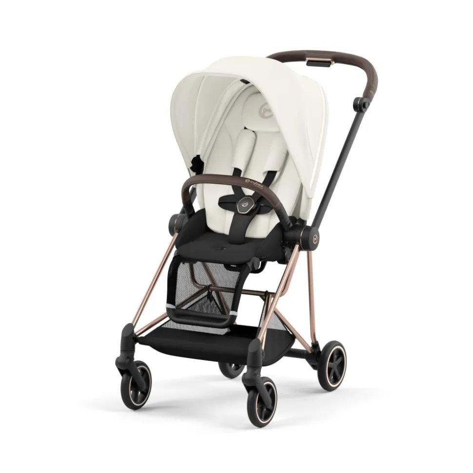 Poussette duo mios 3 off white châssis rose gold + nacelle luxe