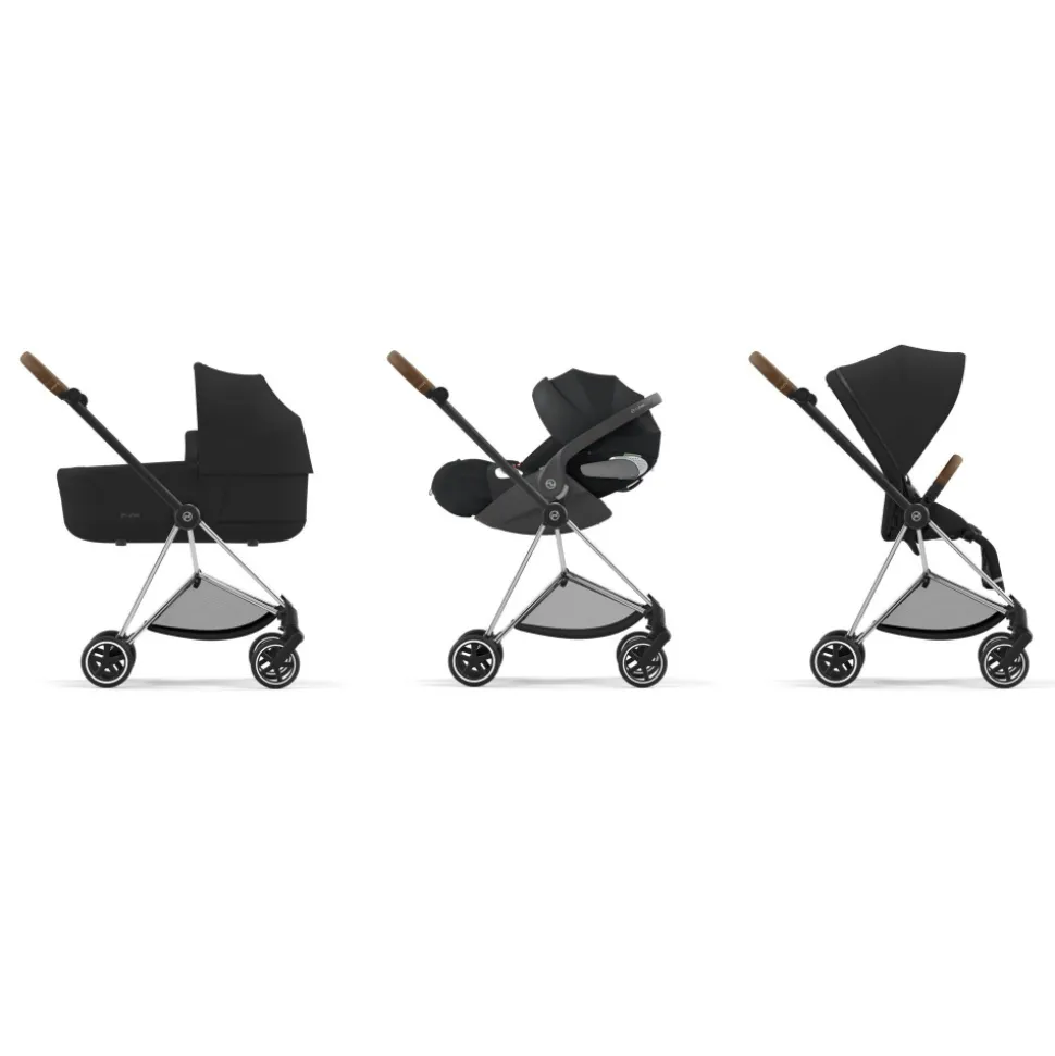 Poussette duo mios 3 off white châssis chrome brown + cloud t i-size