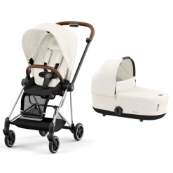 Poussette duo mios 3 off white châssis chrome brown + nacelle luxe