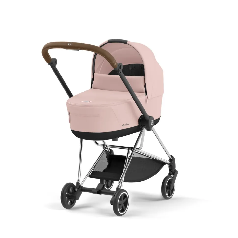 Poussette duo mios 3 peach pink châssis chrome brown + nacelle luxe