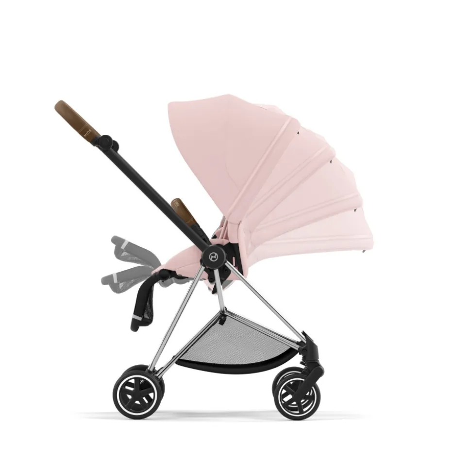 Poussette duo mios 3 peach pink châssis chrome brown + nacelle luxe