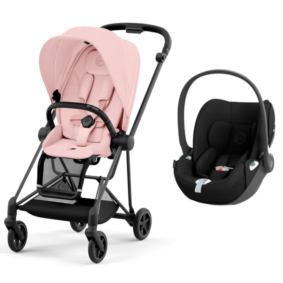 Poussette duo mios 3 peach pink châssis matt black + cloud t i-size