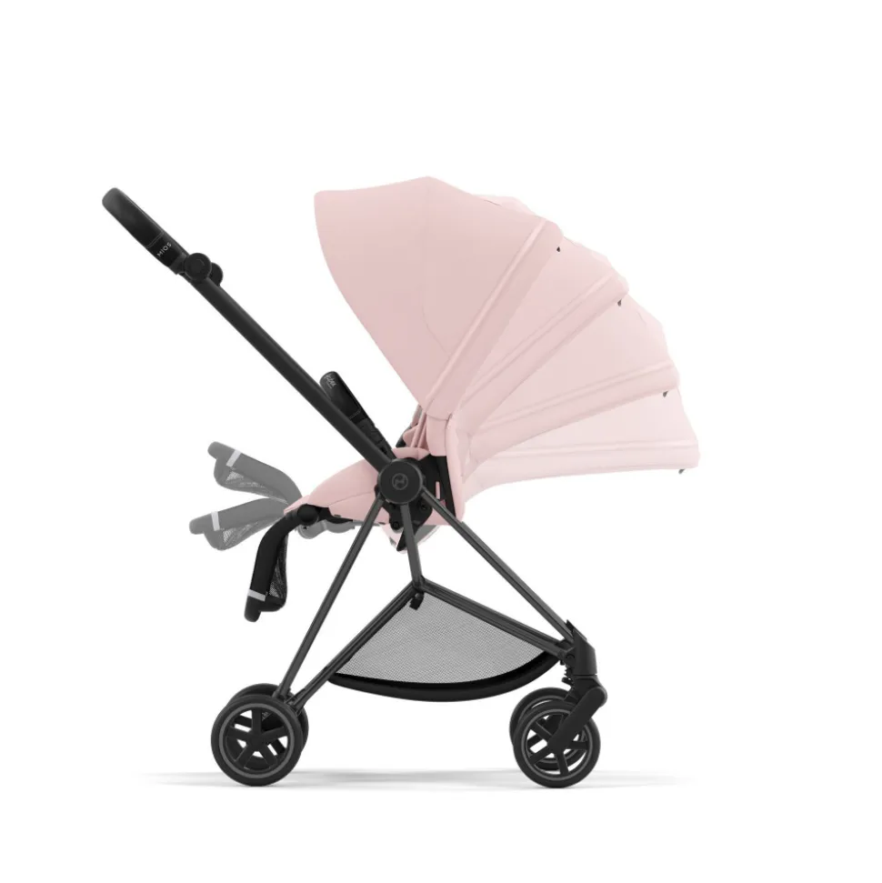 Poussette duo mios 3 peach pink châssis matt black + nacelle luxe