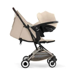 Poussette duo orfeo 3 compacte almond beige avec siège auto cloud t i-size