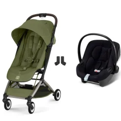 Poussette duo orfeo 3 compacte moss green avec siège auto aton b2 i-size