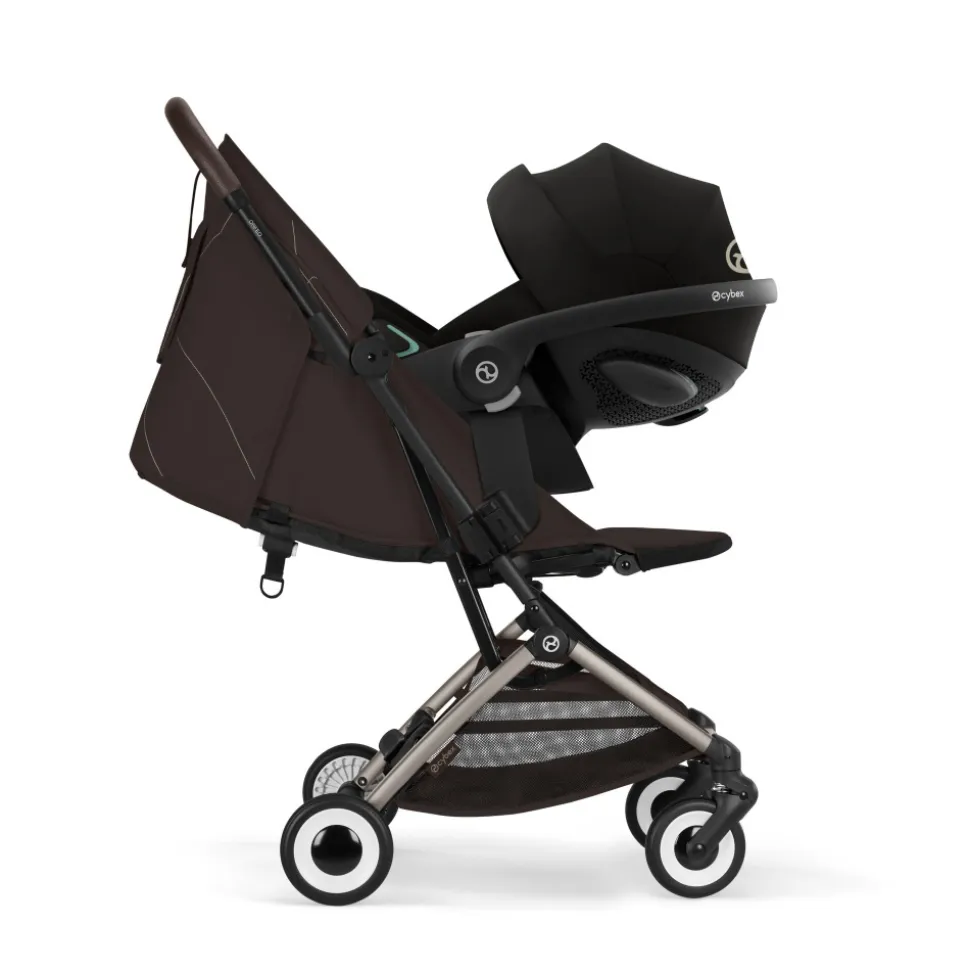 Poussette duo orfeo 3 compacte chocolate brown avec siège auto cloud g i-size