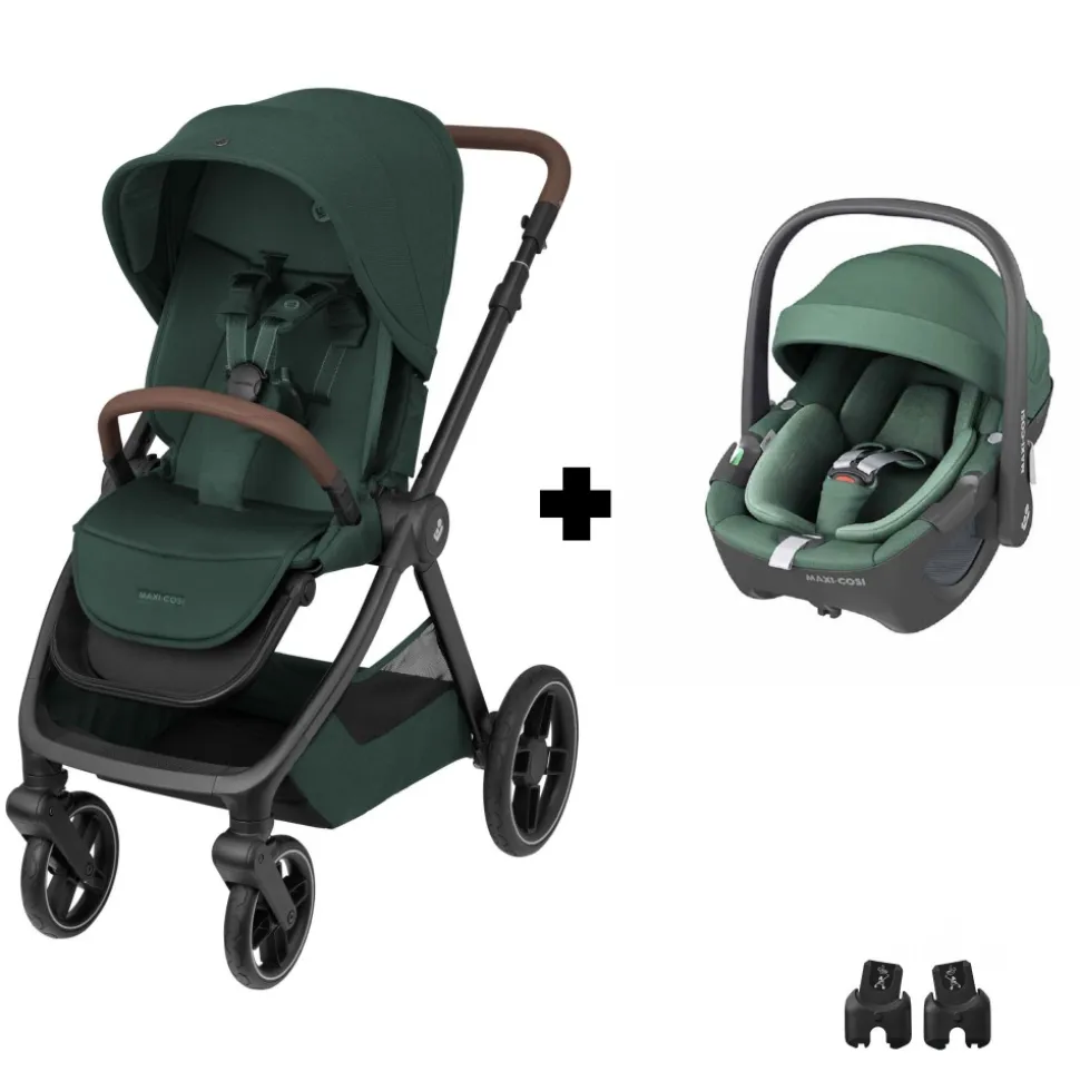 Poussette duo oxford + siège auto pebble 360 twillic green