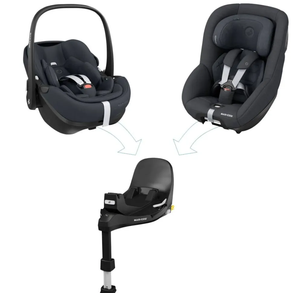 Poussette duo oxford + siège auto pebble 360 pro 2 twillic black + base familyfix 360 pro