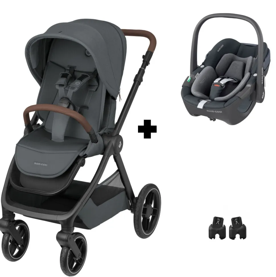 Poussette duo oxford twillic graphite + siège auto i-size pebble 360 essential graphite
