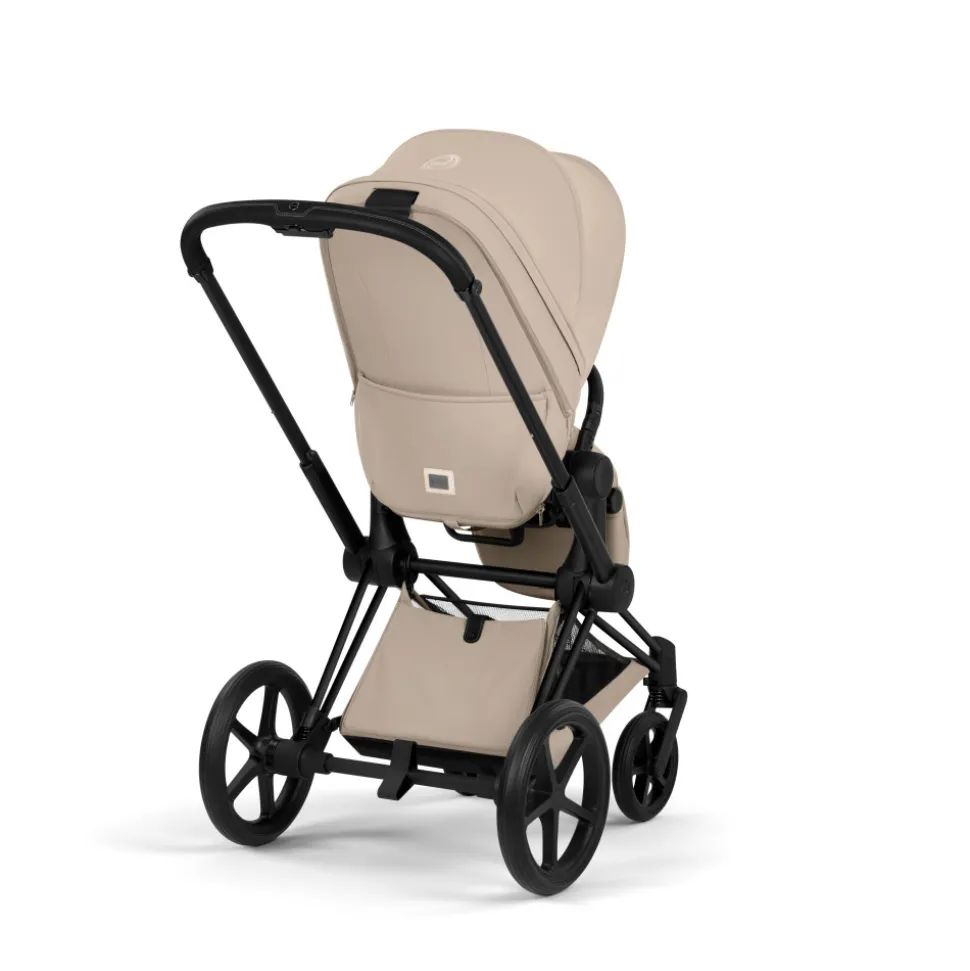 Poussette duo priam 5 avec nacelle pliable châssis matt black cozy beige