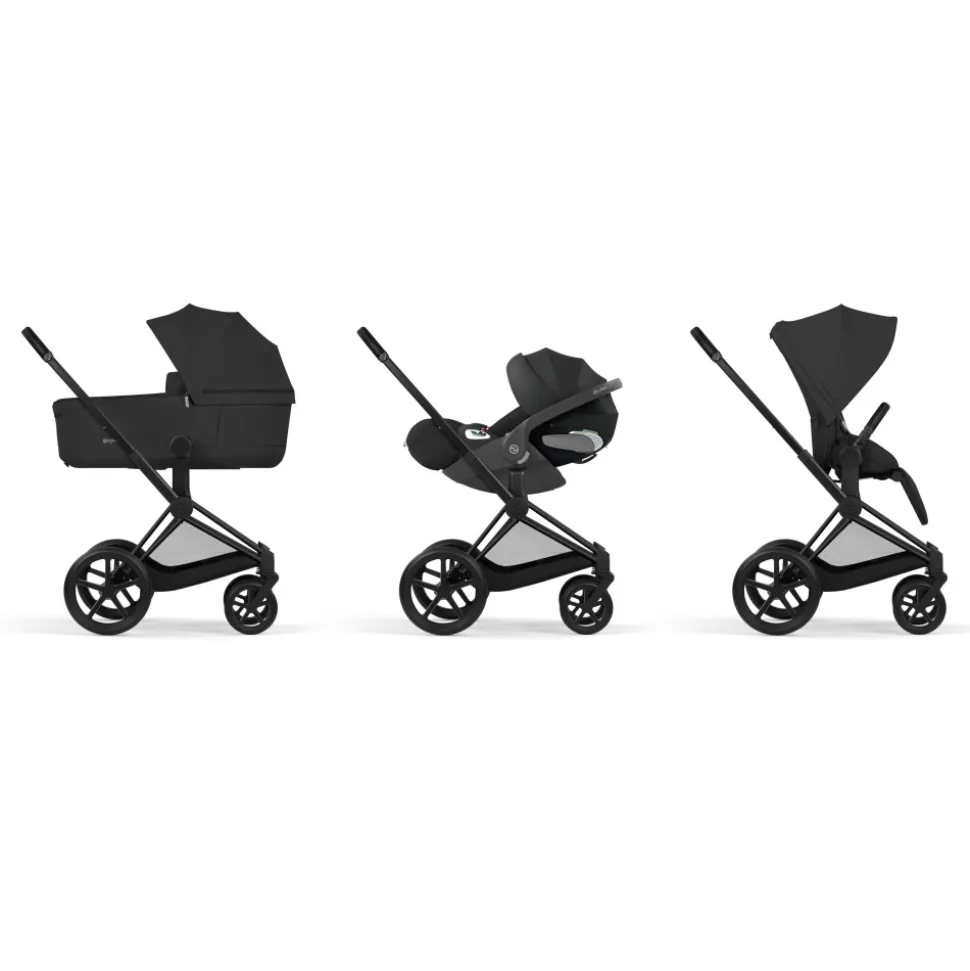 Poussette duo priam 5 avec nacelle pliable châssis matt black sepia black