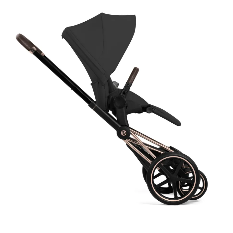 Poussette duo priam 5 avec nacelle pliable châssis rosegold sepia black