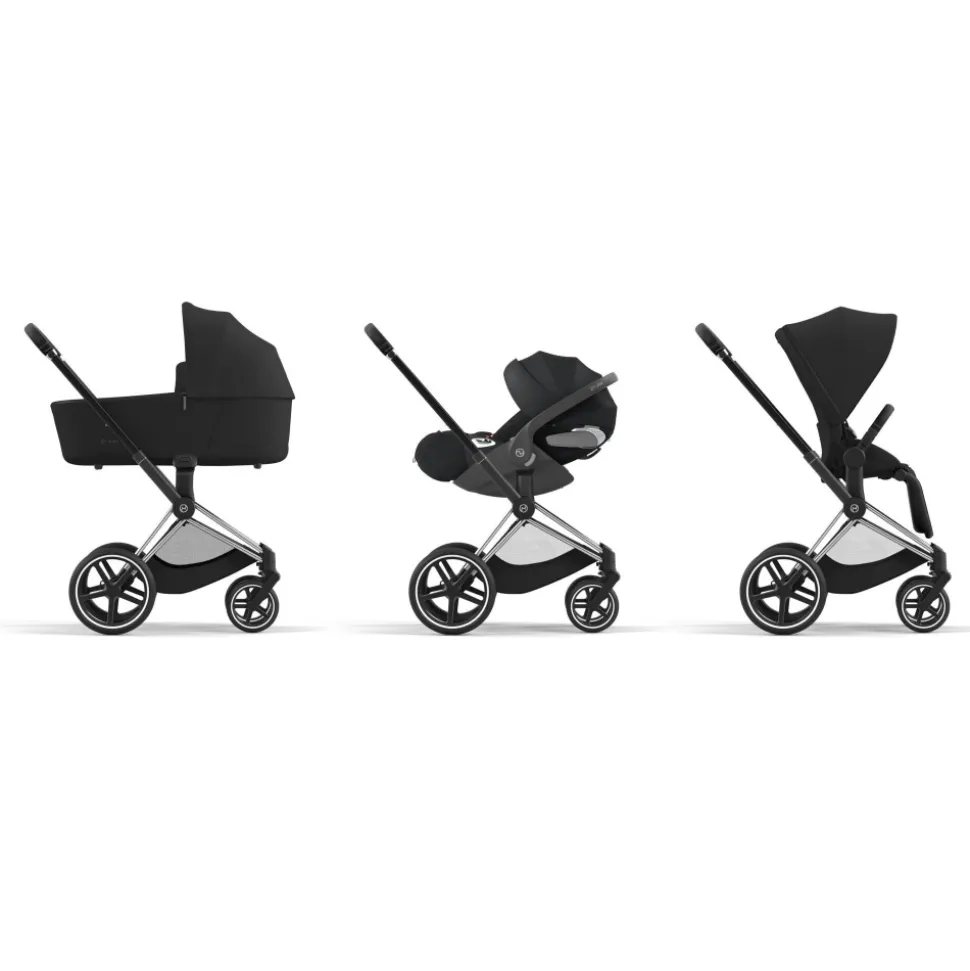 Poussette duo priam 4 sepia black châssis chrome black + siège auto cloud t i-size