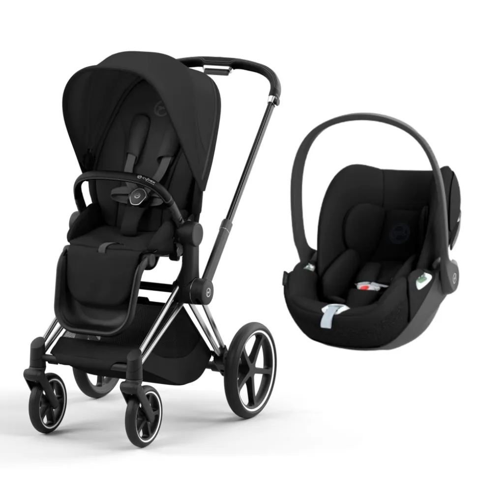 Poussette duo priam 4 sepia black châssis chrome black + siège auto cloud t i-size