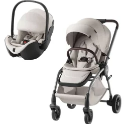 Poussette duo rio + siège auto i-size baby safe pro soft taupe lux