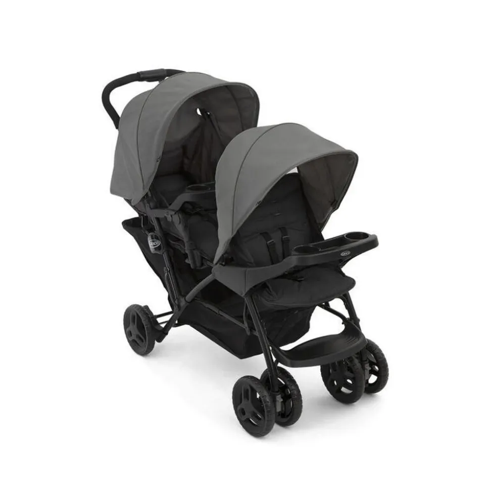 Poussette duo stadium double titanium + 2 sièges auto snugessentials midnight