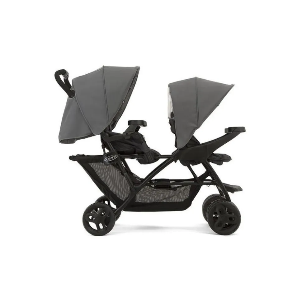 Poussette duo stadium double titanium + 2 sièges auto snugessentials midnight