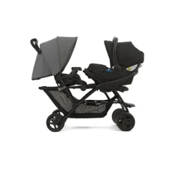 Poussette duo stadium double titanium + 2 sièges auto snugessentials midnight