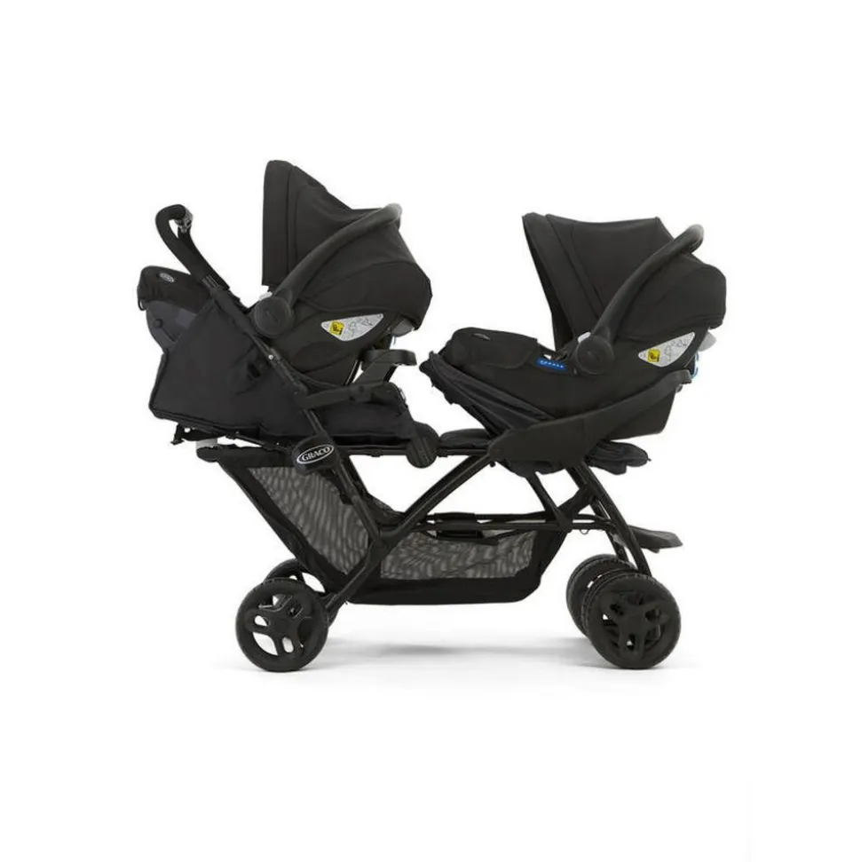 Poussette duo stadium double titanium + 2 sièges auto snugessentials midnight