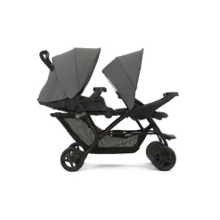 Poussette duo stadium double titanium + 2 sièges auto snugessentials midnight