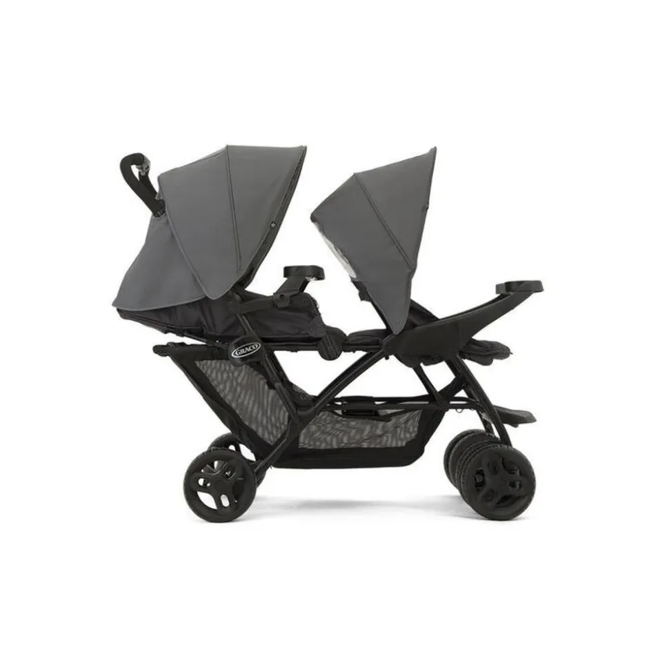 Poussette duo stadium double titanium + 2 sièges auto snugessentials midnight