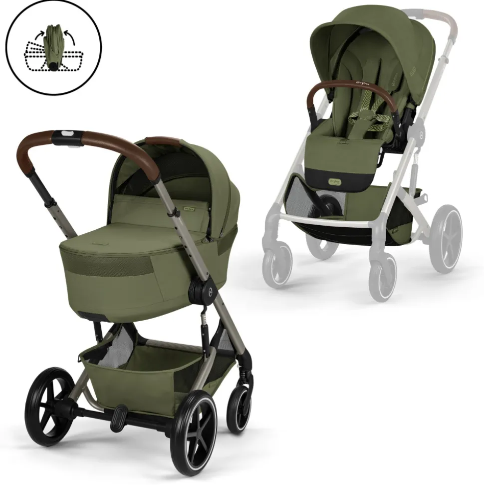 Poussette duo tout terrain balios s lux 4 avec nacelle pliable moss green